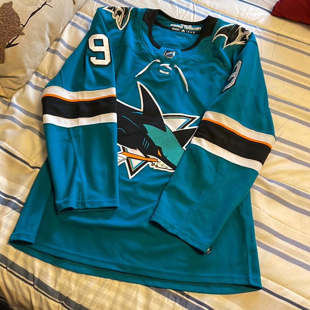 San Jose Sharks EK9 jersey. Teal w/fight strap.  Size 50